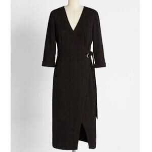 NWOT ModCloth x Hutch Perfectly Wrapped Presentation Midi Dress in Black